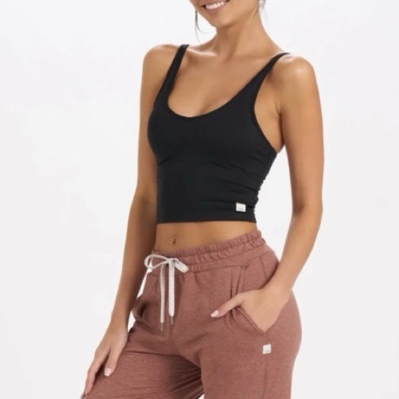 Vuori Tops - Vuori Halo Performance Crop Tank Heather Black